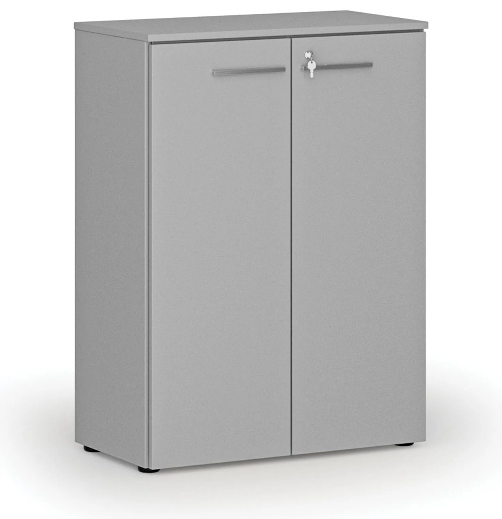 Kancelárska skriňa s dverami PRIMO GRAY, 800 x 420 x 1087 mm, sivá