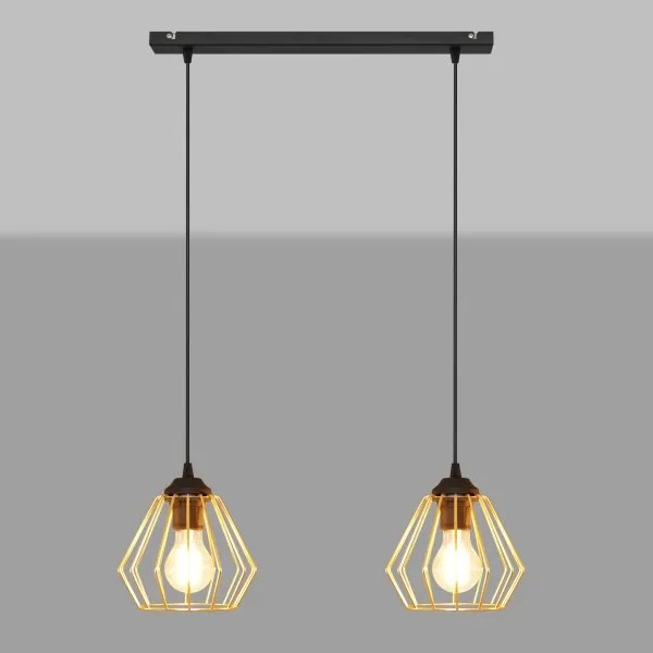 Luster na lanku AGAT 2xE27/15W/230V zlatá/čierna