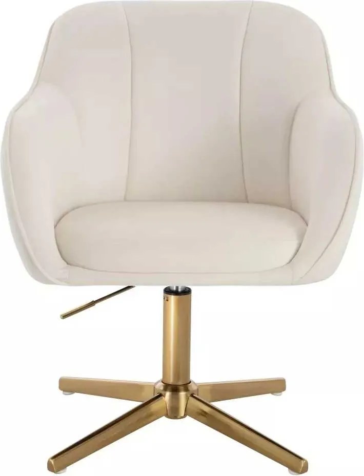 LuxuryForm DESIGN Stolička AVOLA VELUR na zlatom kríži - biela