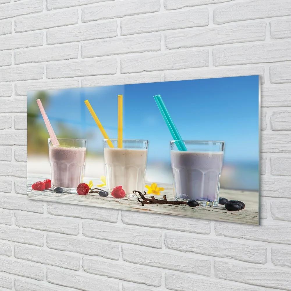 Obraz na skle Cocktail sklo farebné slamky 140x70 cm