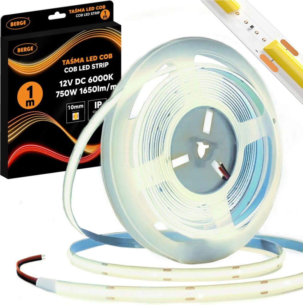BERGE LED pásik COB Neon 12V - 528D - 15W/m - IP20 - 1650lm - 1m - studená farba