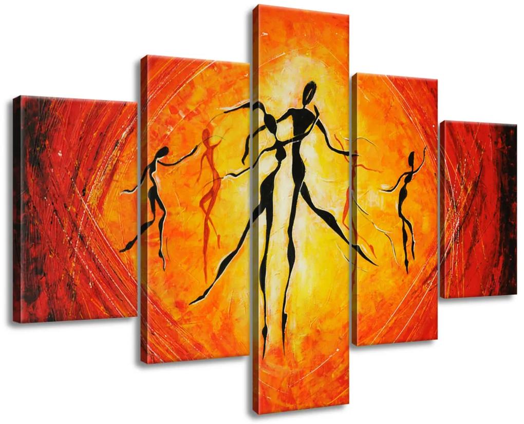 Gario Ručne maľovaný obraz Nádherný tanec - 5 dielny Rozmery: 150 x 70 cm