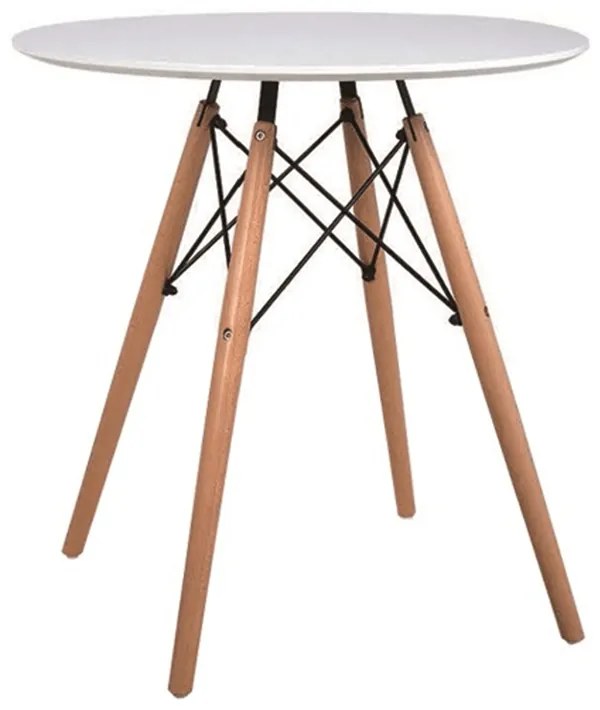 Kondela Jedálenský stôl, biela/buk, priemer 60 cm, GAMIN NEW 60
