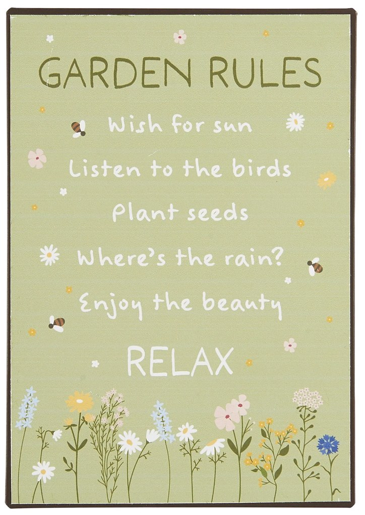 Ib Laursen Plechová tabuľa Garden Rules