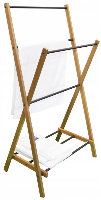 Erga Aurora, drevený vešiak na uteráky 57,5x35x103 cm na postavenie, hnedá-čierna, ERG-SEP-10STOREAURDSM
