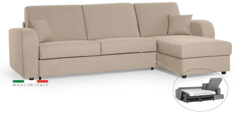 Rohová sedacia súprava na každodenné spanie LIVORNO s rozkladom, béžová (penelope 02), 140