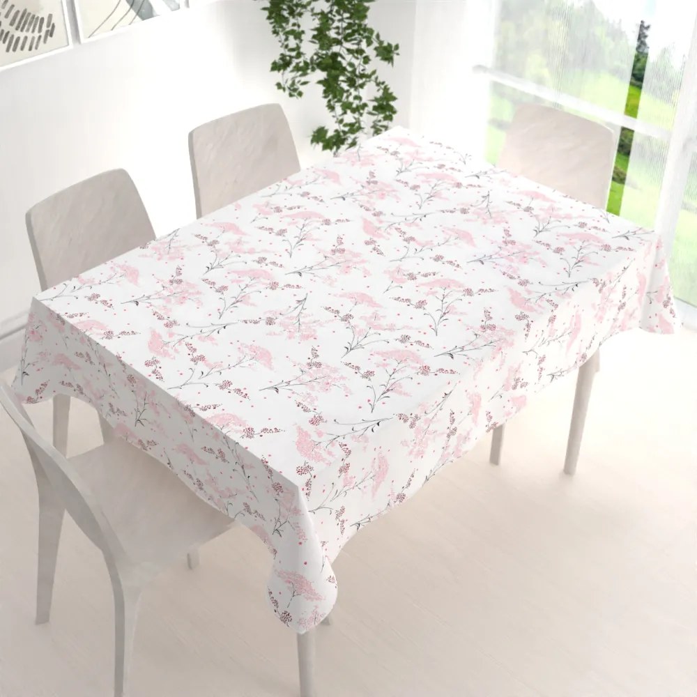 Biante Bavlnený obdĺžnikový obrus Sandra SA-088 Vínovo-ružové lúčne kvety na bielom 80x120 cm