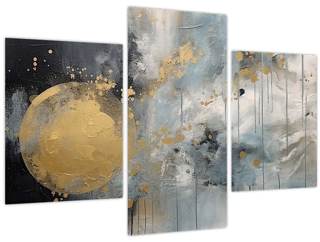 Obraz - Abstrakcia so zlatou guľou (90x60 cm)