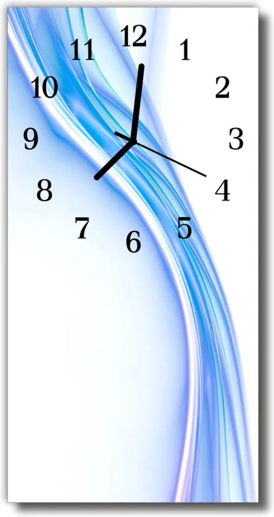 Nástenné hodiny vertikálne  Modrá čiara výtvarné krivky