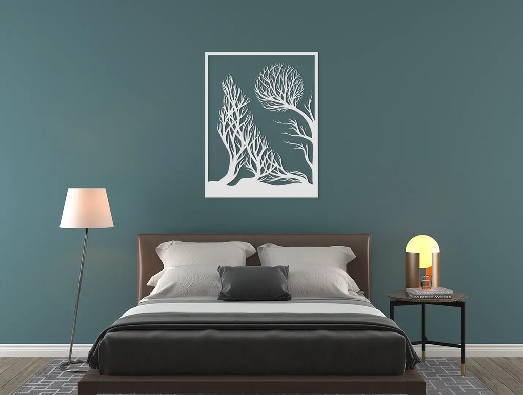 drevko 3D obraz na stenu Vyjúci vlk Rozmer obrazu: 42 x 32,5 cm, Farba dekorácie: Čierna