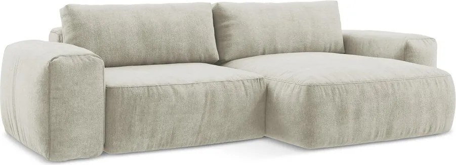 Béžová ženilková rozkladacia rohová pohovka (pravý roh/s leňoškou) Kuki – Makamii