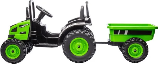 Elektrický traktor s prívesom Farmer zelený