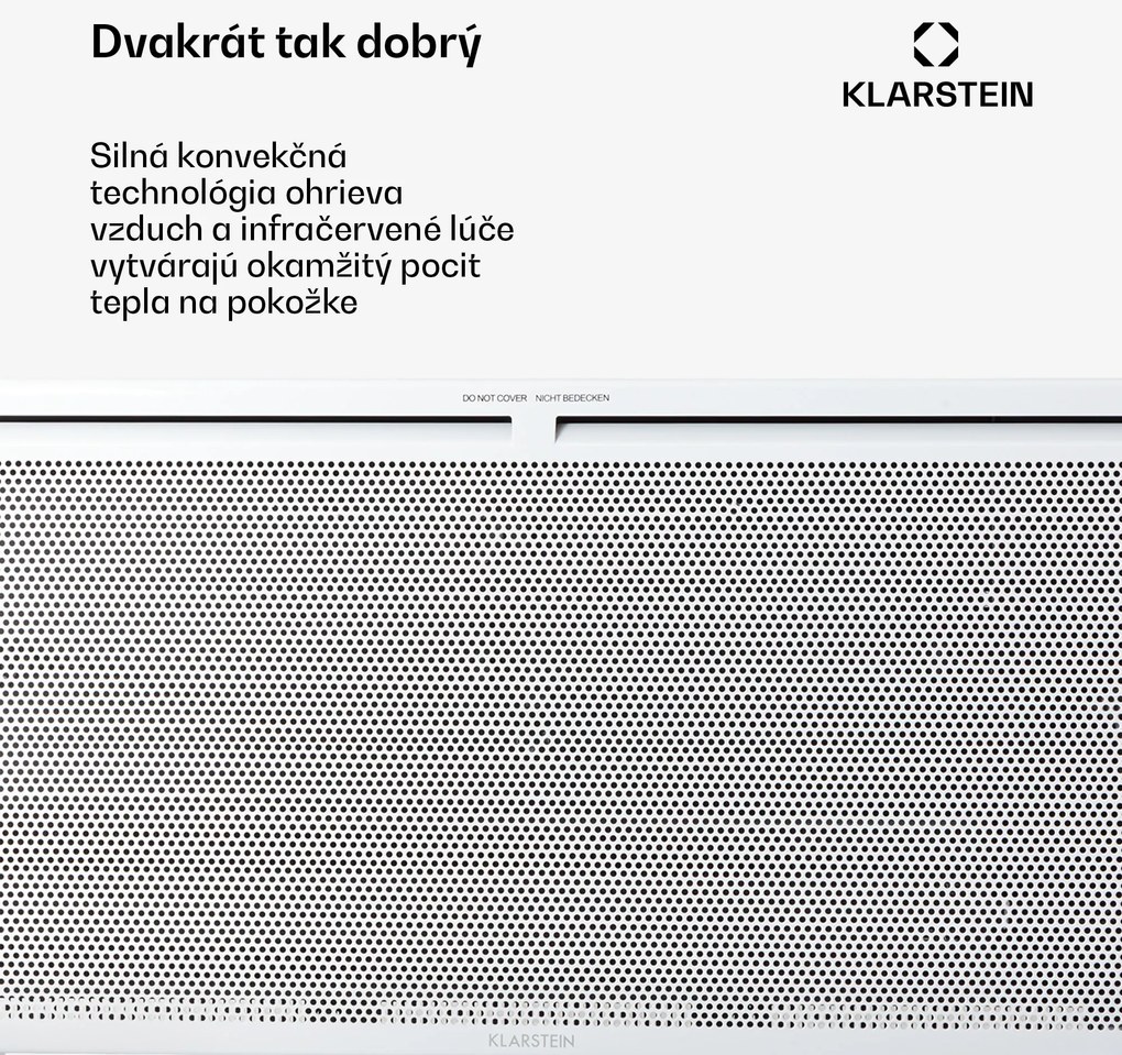 Klarstein Hot Spot Slimcurve Double Wave, konvektor, ohrievač 2 v 1, 2000 W, týždenný časovač, biely