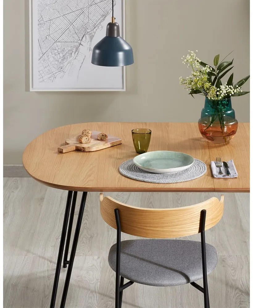 Rozkladací jedálenský stôl v dekore duba v prírodnej farbe 100x170 cm Novac – Kave Home