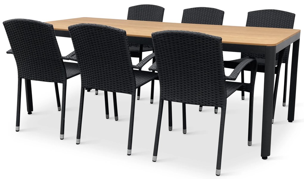 Noela Záhradný jedálenský set Milano + 6x ratanová stolička Roma