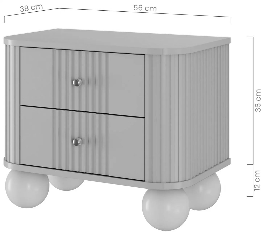 Súprava nočných stolíkov Vesper 56 cm - kašmír / zlaté úchytky / guľové nohy