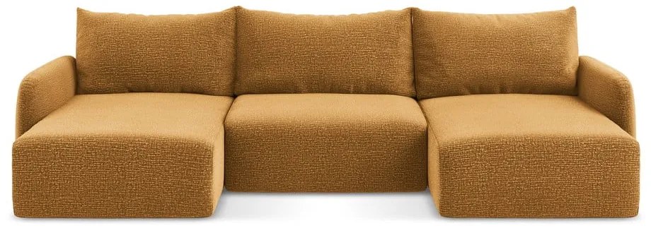 Oranžová rozkladacia/s úložným priestorom rohová pohovka Kalena – Makamii