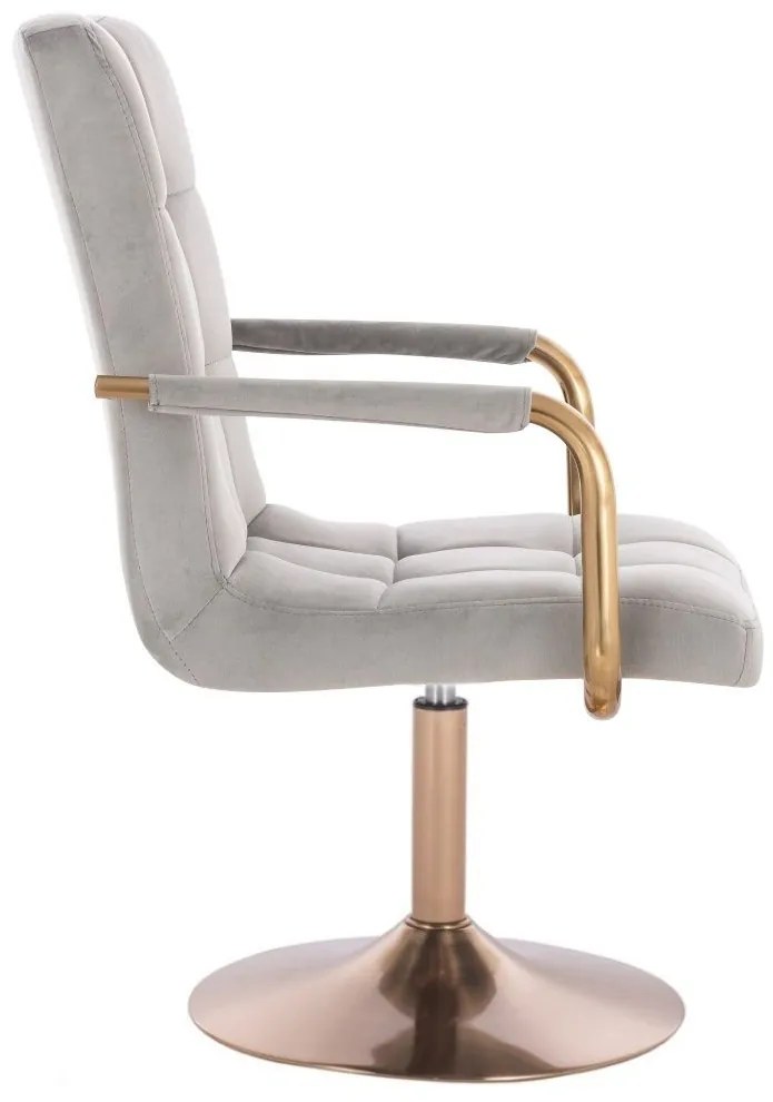 LuxuryForm DESIGN Otočná stolička VERONA GOLD VELUR na zlatom tanieri - svetlosivá