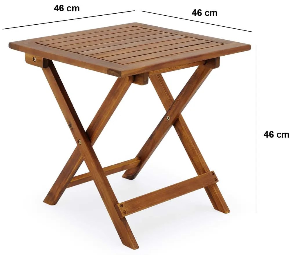 Casaria Odkladací stolík VITEK z akáciového dreva 46x46x46cm, hnedá