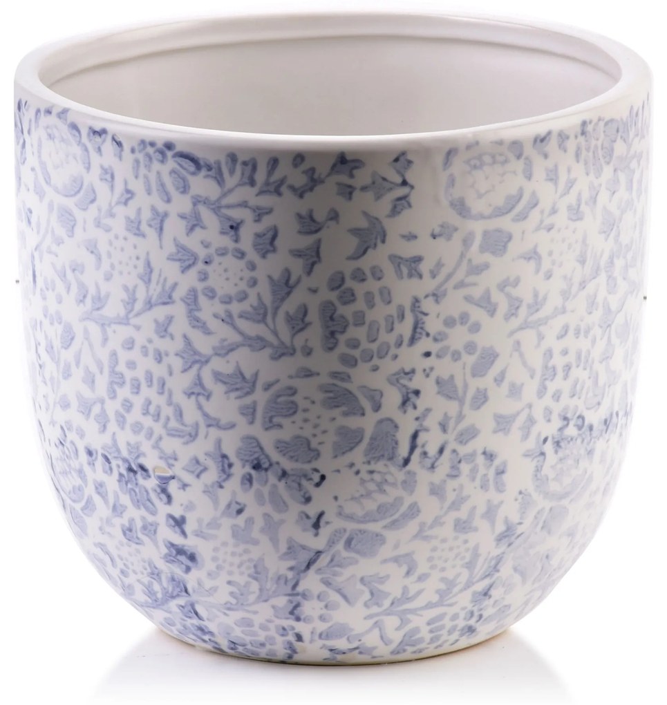 Keramický kvetináč YANDA 15,5 cm biely/modrý