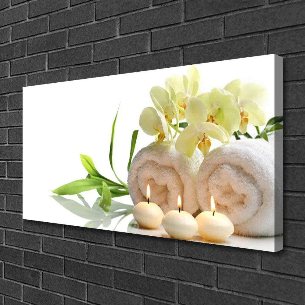 Obraz Canvas Kúpele uteráky sviece orchidea 120x60 cm