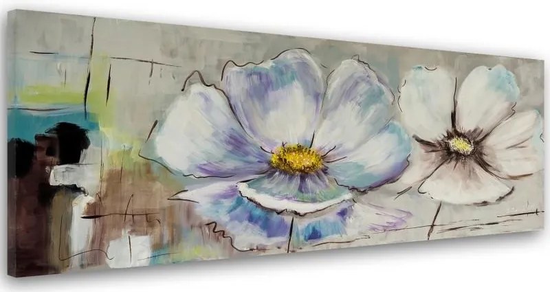 CARO Obraz na plátne - Two White Flowers 50x20 cm