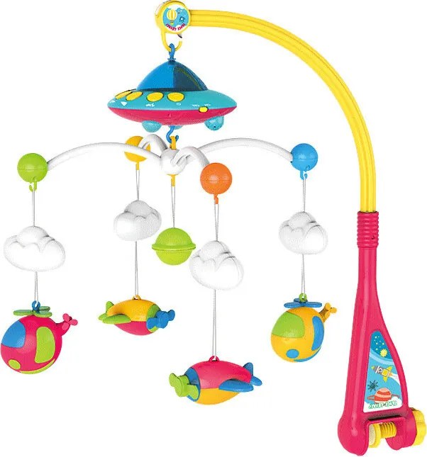 LEAN Toys Ufo Planes Kolotoč do postieľky pre dieťa 108 Melodies Projektor