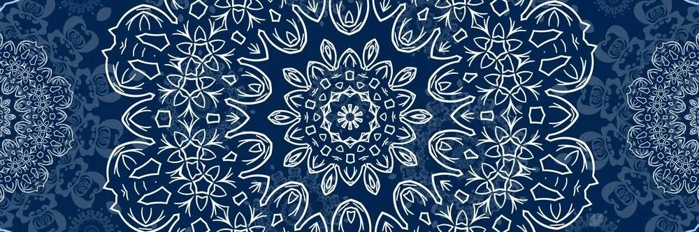 Obraz modrá Mandala s abstraktným vzorom - 135x45