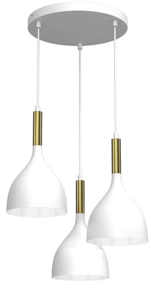 Luster na lanku NOAK 3xE27/15W/230V biela/zlatá