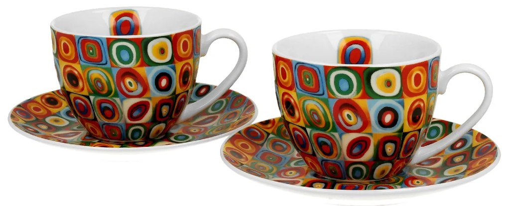 Porcelánová šálka s podšálkou Kandinskij Squares 270 ml sada 2ks