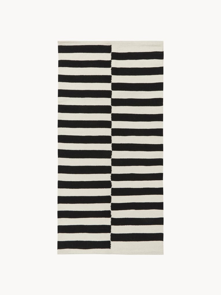 Ručne tkaný pruhovaný kelímový koberec Donna