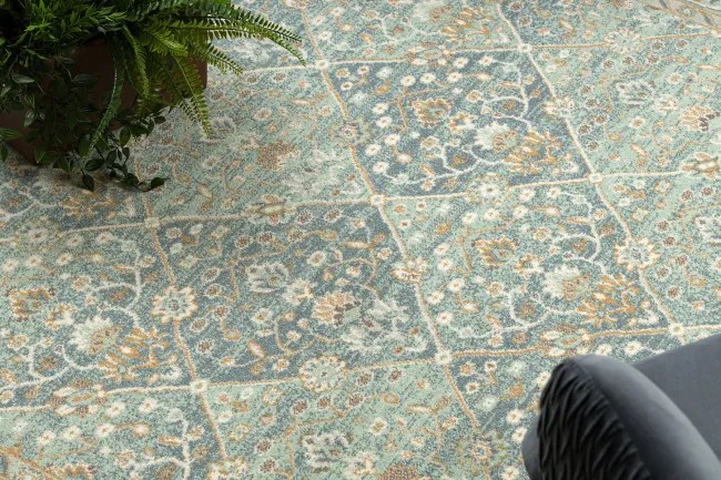 Koberec SOHO 477.27.LA500 OSTA geometrický naturálny zelený / nebeský
