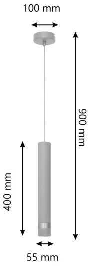 LED Luster na lanku TUBA 1xGU10/4,8W/230V šedá/lesklý chróm