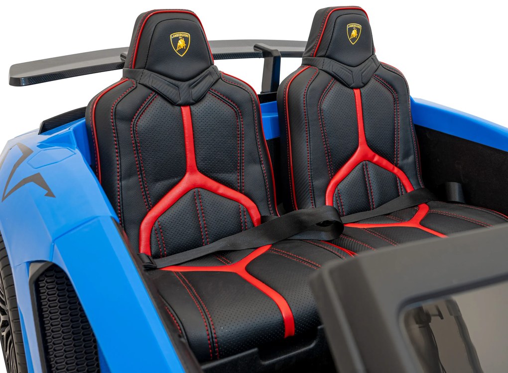 Autíčko Lamborghini Aventador SV na batérie pre 2 deti Modré + 2,4 GHz diaľkové ovládanie + EVA pena + audio LED