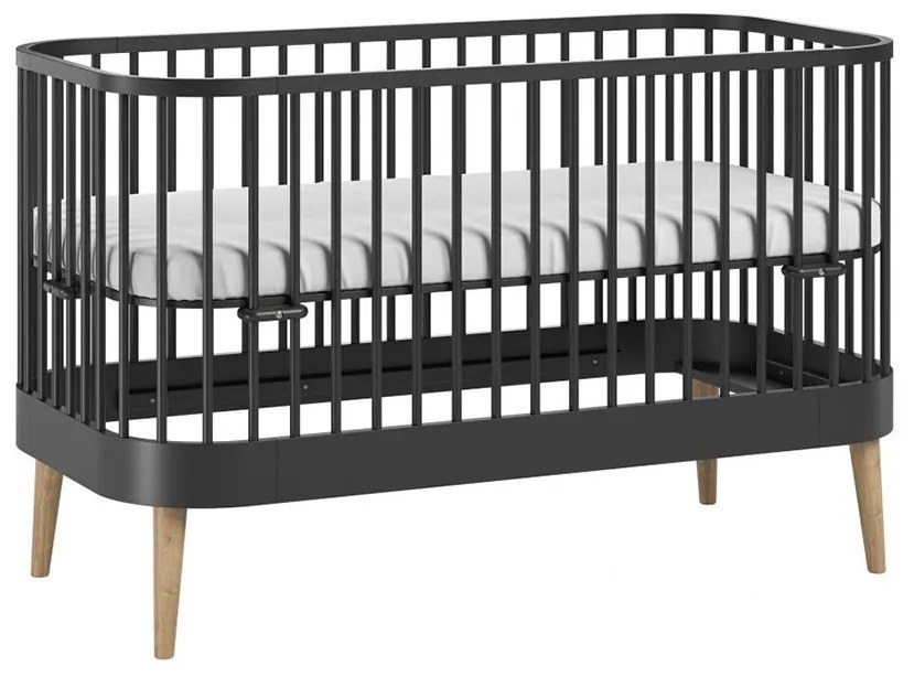 Luxusná detská postieľka s matracom PRINCIPAL 140x70 cm čierna