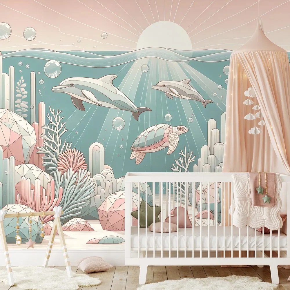 Samolepiaca tapeta podmorský svet v pastelových farbách