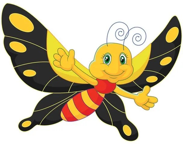 Nálepka na stenu pre deti Motýlik s čiernymi krídlami 10x10cm NK4349A_1HP