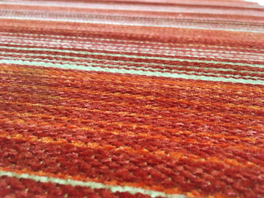 Oriental Weavers, Protišmykový ručne tkaný behúň Laos 138 / 999X, 75x160, oranžová, chodba / predsieň