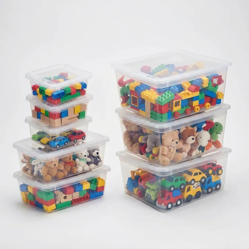 Keeeper Sada úložných boxov s vekom BEA Clearbox (3 x 1,7L, 2 x 5,5L, 3 x 18L), 39 x 33,5 x 25 cm