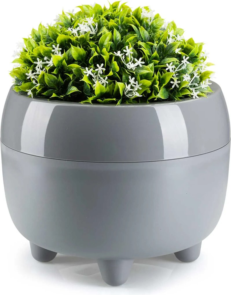 PLASTOVÝ KVETINÁČ BOTANICA SADA 2KS 30X24 CM+23X18,5 CM SIVÁ