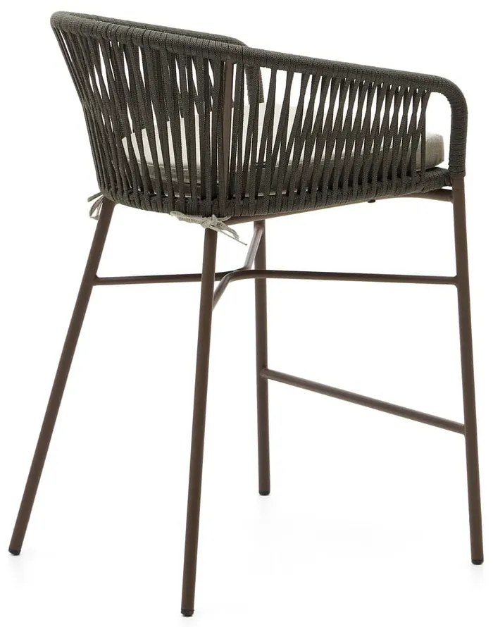 Zelená kovová/polstrovaná záhradná barová stolička Yanet – Kave Home