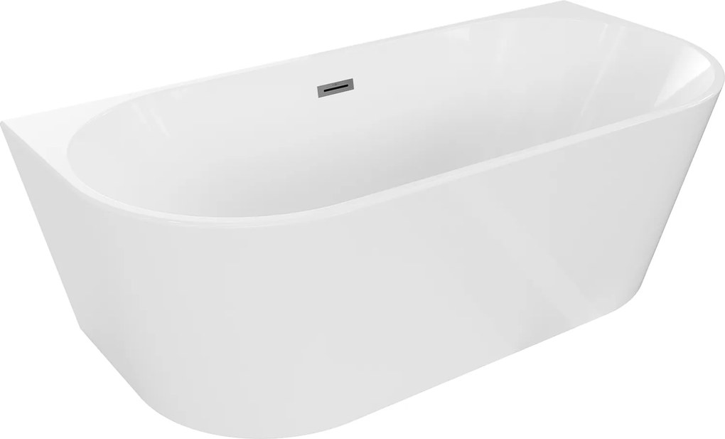 Mexen Oval voľne stojaca priečna vaňa 140 x 75 cm, biela, preliv gun metal