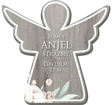 Ceduľka drevená anjel NED 15,4x2x14,7 cm