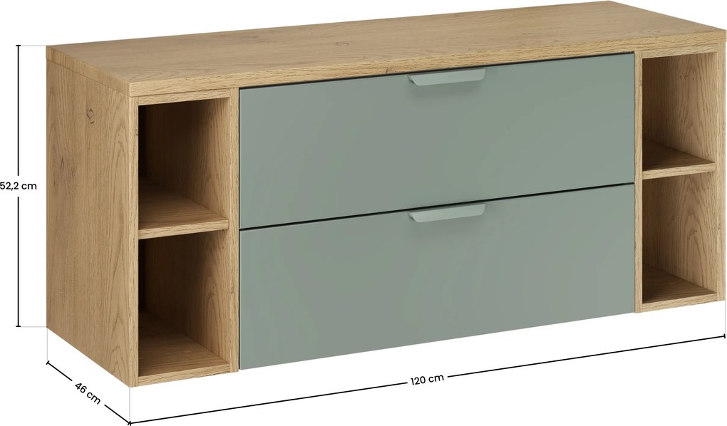 Comad Kúpeľňová skrinka pod doskové umývadlo set Aster Green 120 zelená/dub cremona