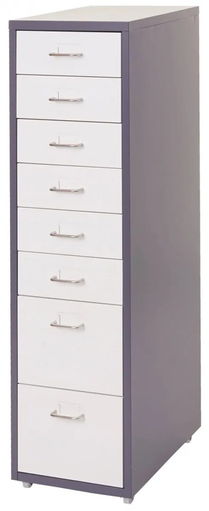 Zásuvková skrinka Boston T851 - 110x28x41cm, 8 zásuviek - tmavosivá biela