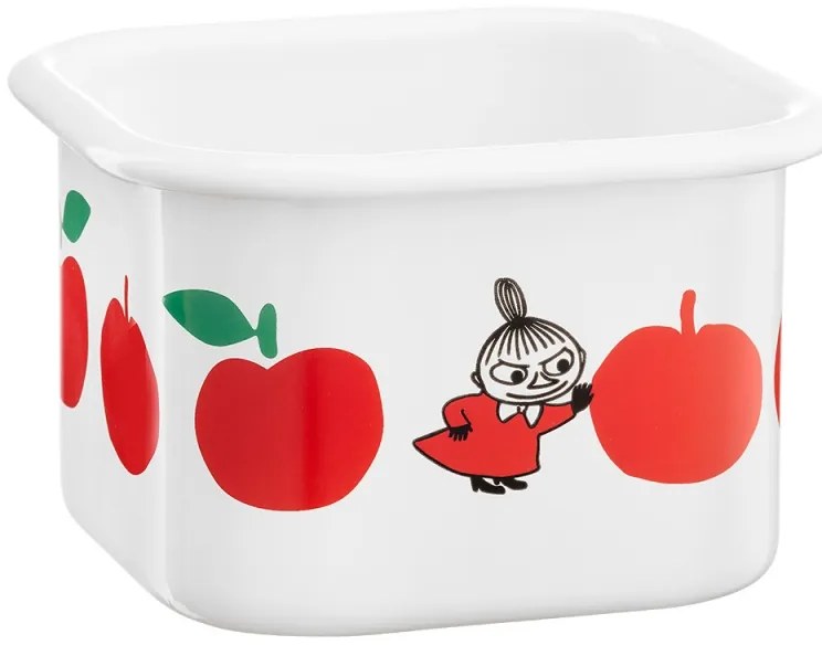 Dóza s vrchnákom Moomin Joyful Apples 0,67l, smalt / bielo-červená