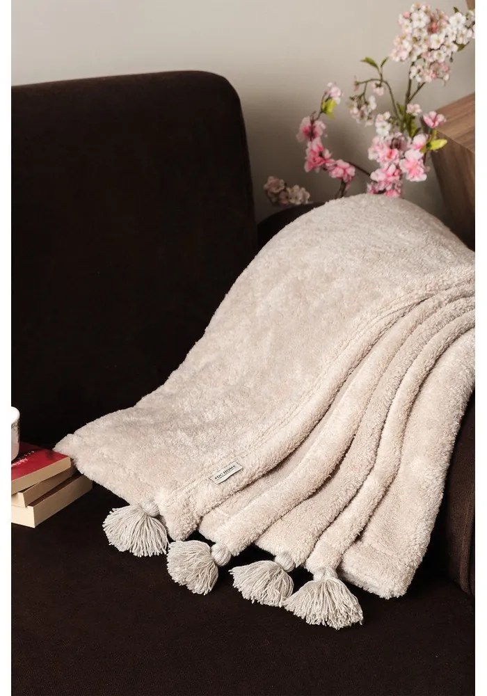 Svetlohnedý pléd z mikroplyšu 160x200 cm Puffy – Mijolnir