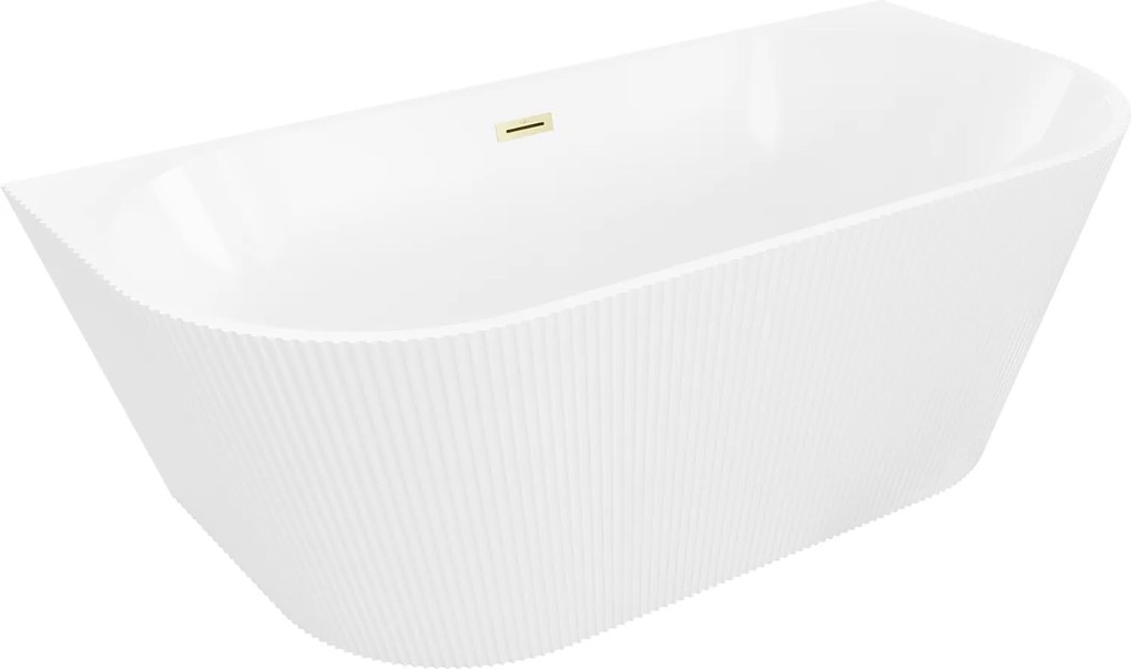 Mexen Oris Vaňa Ryhovaná 150x75, Biela, Zlatý Prepad, Pri Stene