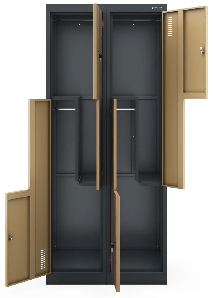 Kovová skriňa JULIA, 800 x 1850 x 450 mm, Eco Design: antracitový/ orech