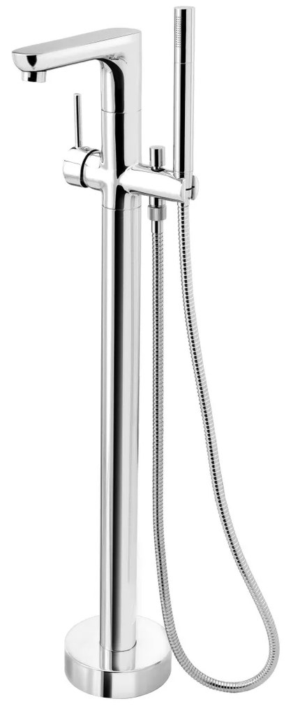 F-Design Flusso, voľne stojaca vaňová batéria s ručnou sprchovou sadou, chróm lesklý, FD1-FLS-11F-11